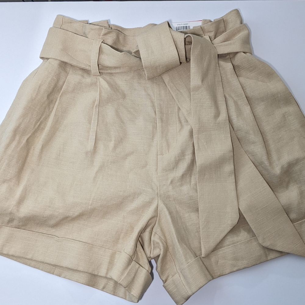 Women's Tan Paperbag Shorts - Picture 3 of 4